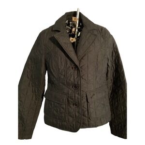 Ann Taylor Loft Black Quilted Jacket Lightweight Button‎ Front Blazer Size 2